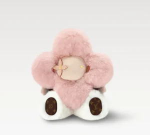 Pink plush flower doll with designer details