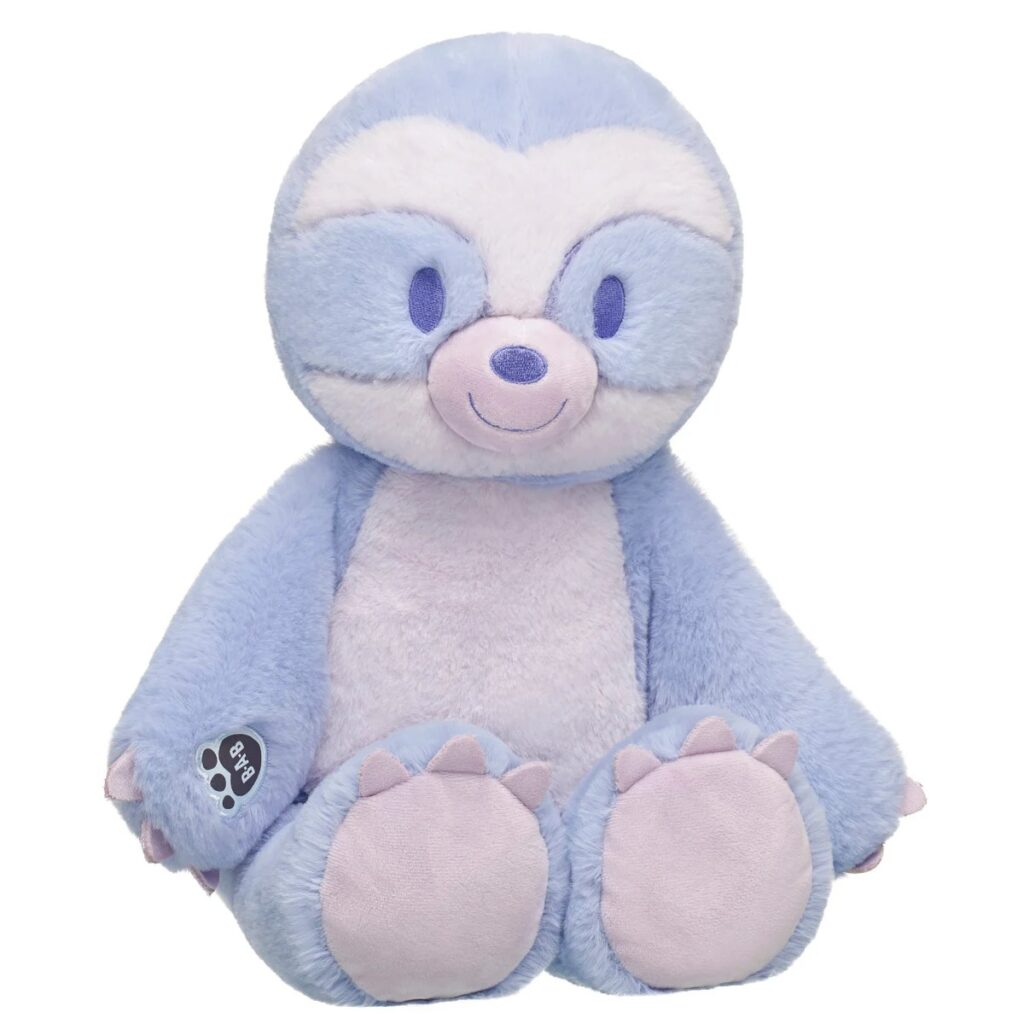 Cute blue sloth plush with soft fur
