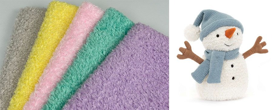 Soft colorful plush fabric and snowman plush toy