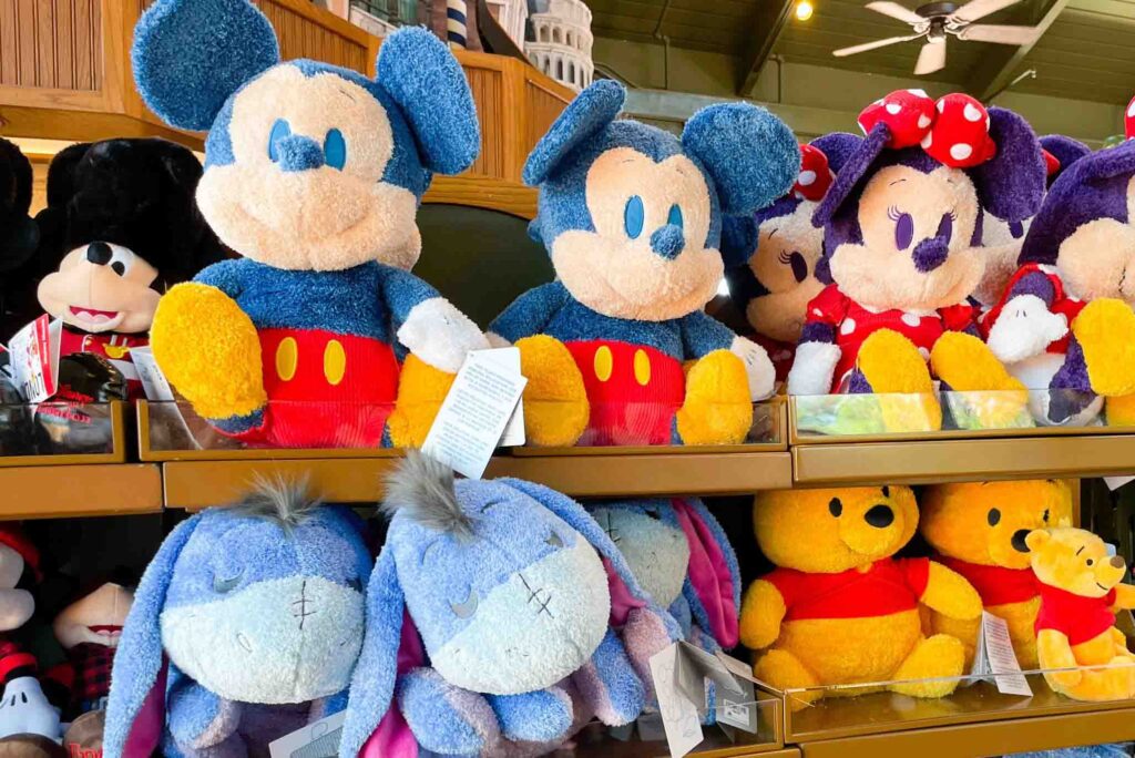 Plush Mickey and friends toys display