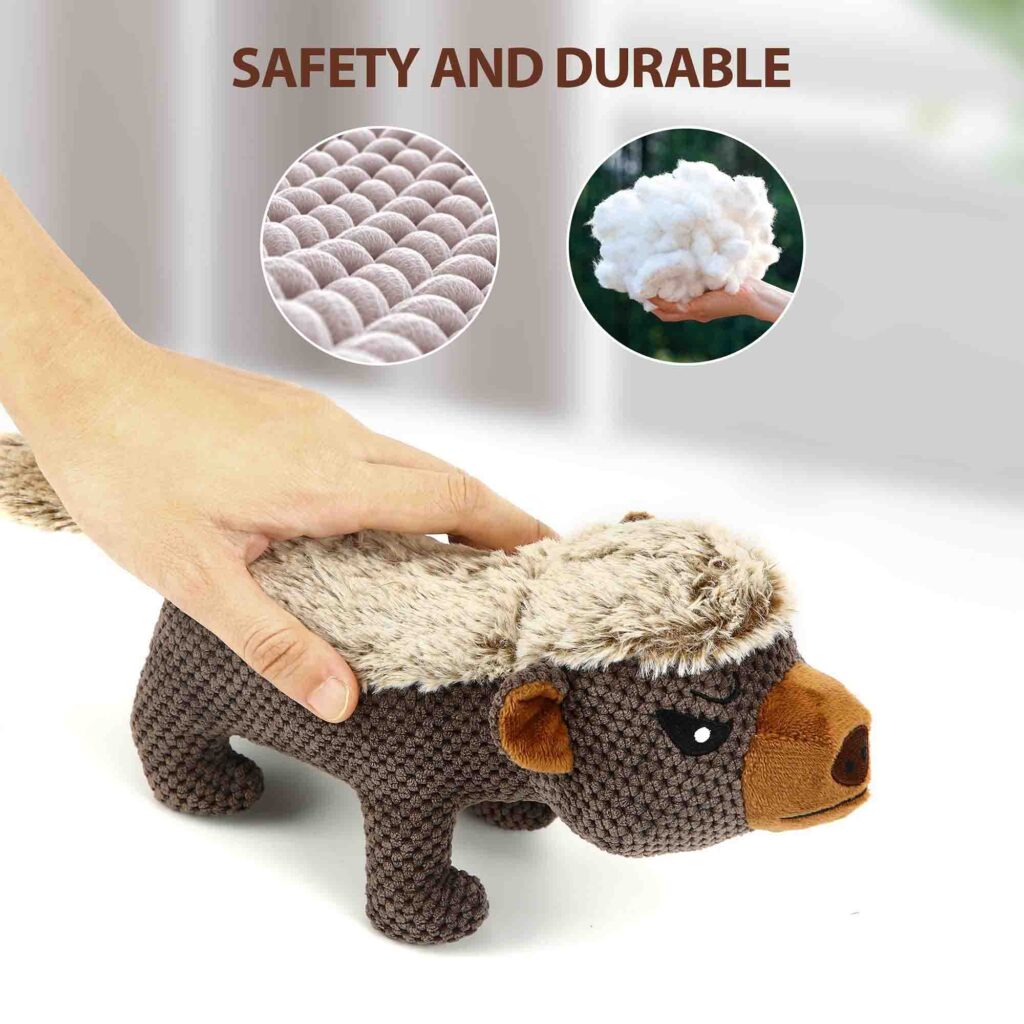 Jouet en peluche pour chien en forme d'animal, fabriqué avec des matériaux durables et sûrs.