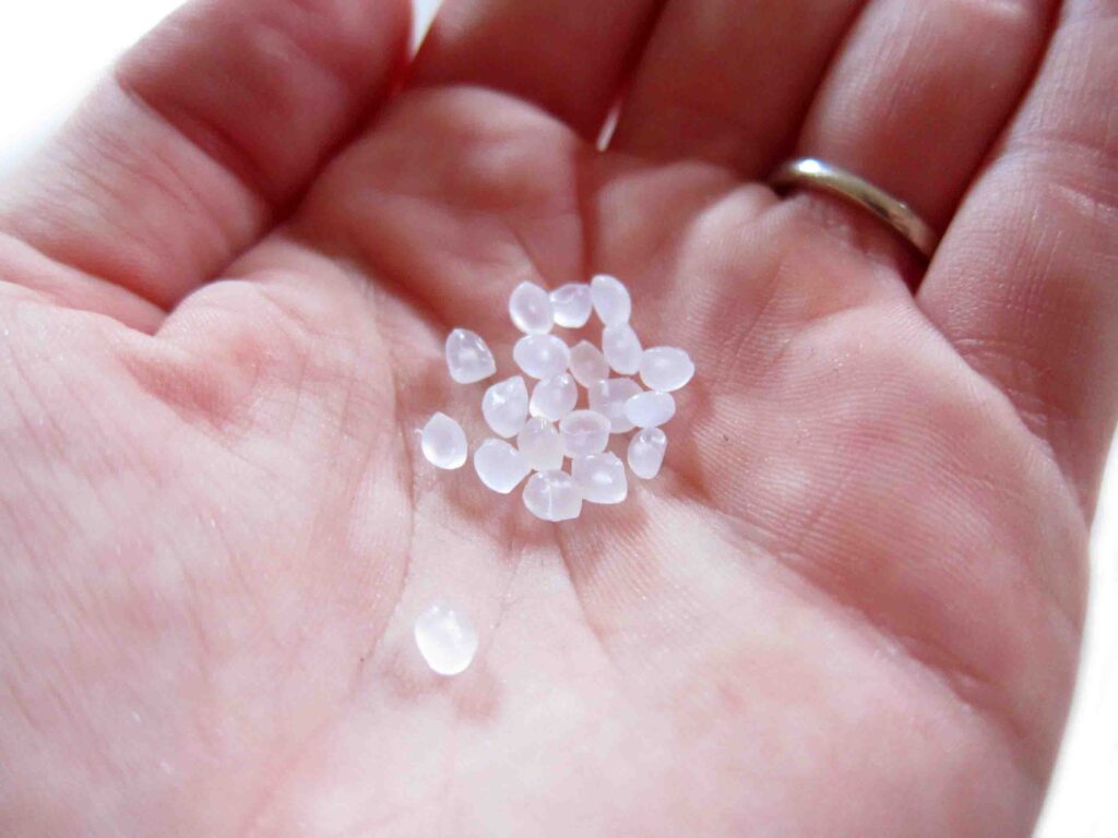 Clear plastic pellets for stuffing