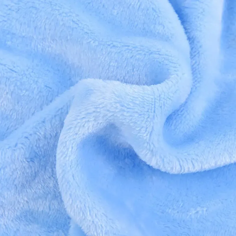 Soft blue coral fleece fabric with plush texture and gentle folds