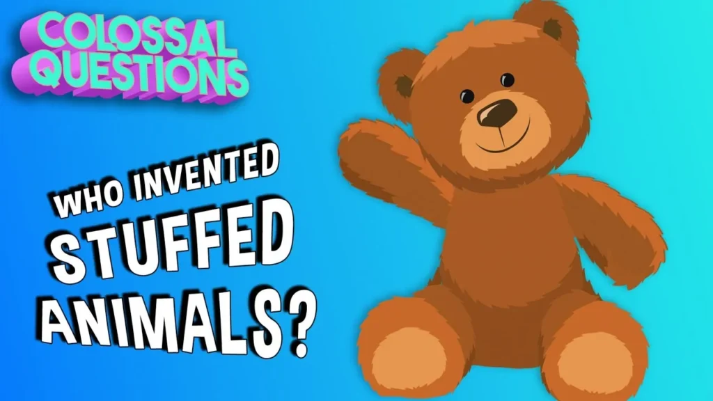 Cartoon teddy bear with question about stuffed animals inventor