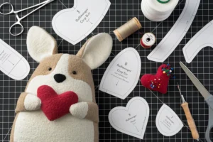 Sewing tools and plush dog patterns