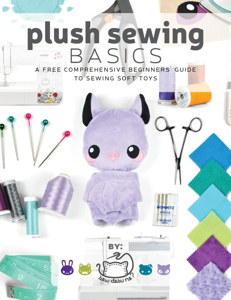 Sewing tools and plush toy for beginners.