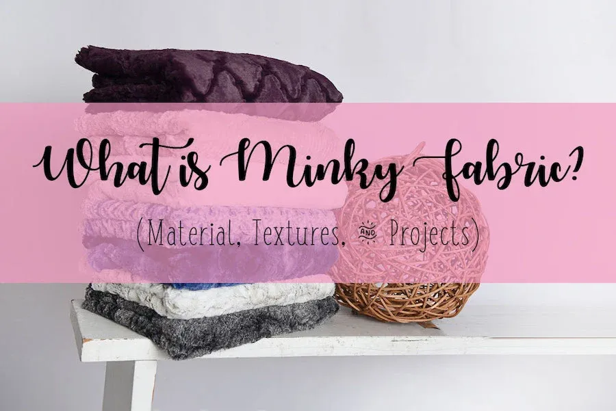 Stack of colorful soft minky fabrics with textures and craft supplies.