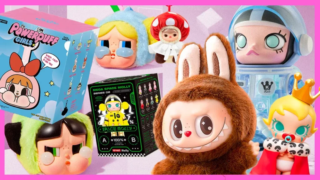Popular Pop Mart collectible blind box toys featuring characters like Space Molly and Powerpuff Girls